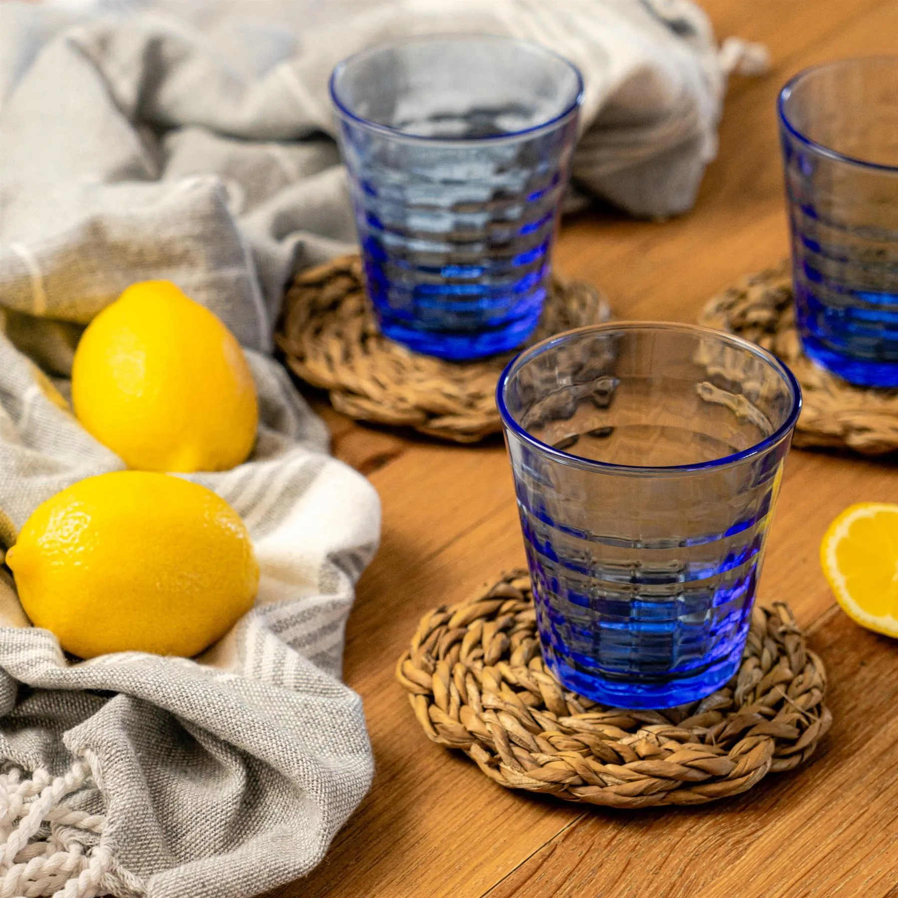 275ml Blue Prisme Water Glasses - Pack of Four - By Duralex