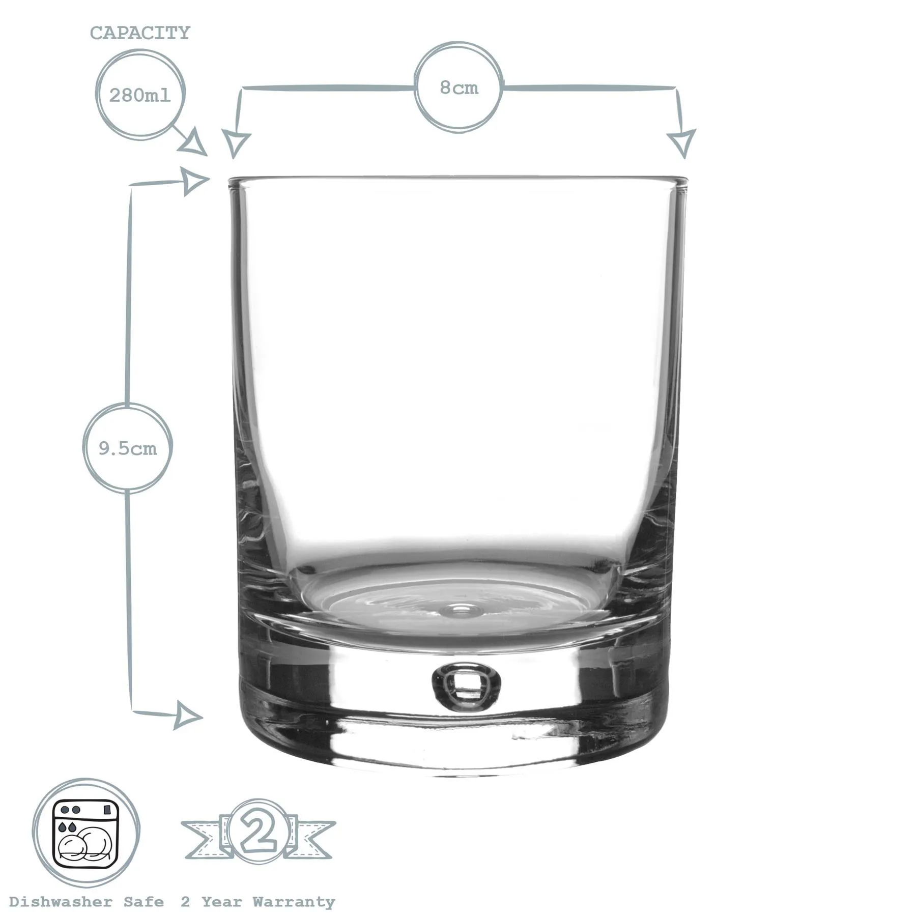 280ml Barglass Whisky Glasses - Pack of Six - By Bormioli Rocco