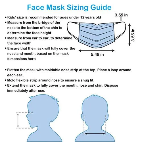 50-Pieces: Kids Disposable Face Masks