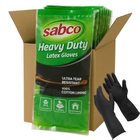 96 Pairs Sabco Heavy Duty Latex Gloves w/ Cotton Lining - Large Size Bulk (1 Carton)
