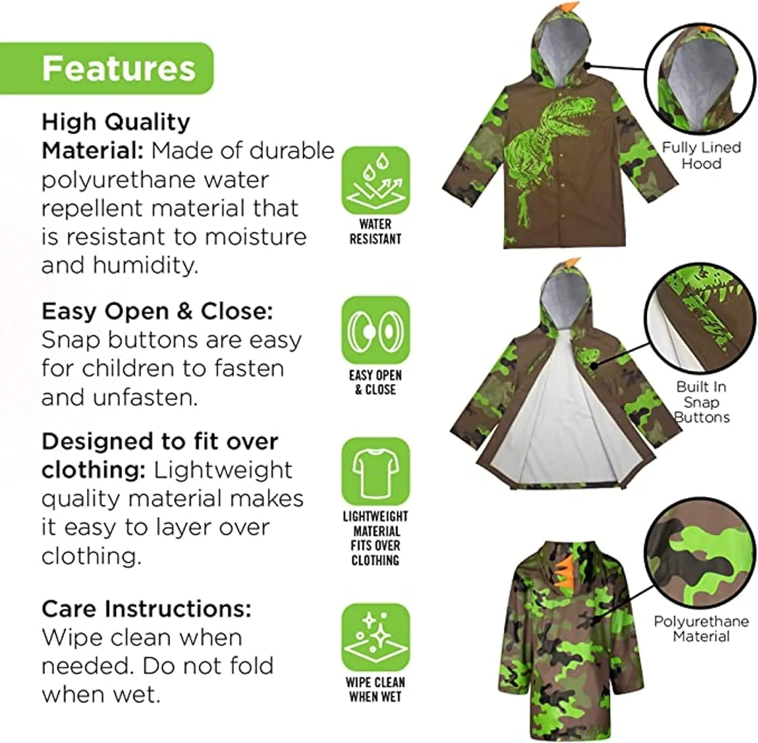 addie & tate Kids Umbrella for Girls and Boys & Rain Coats Set -Toddler Umbrellas Kids Raincoat Boys Girls Jacket