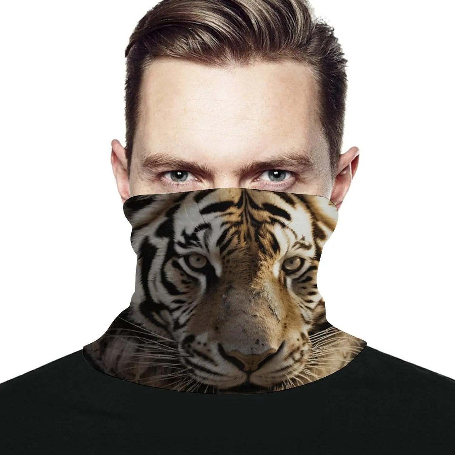 Animal Tiger Face Mask for Cold Weather Neck Gaiter Scarf Windproof Bandana for Men Women Elastic Balaclava Headbands for Motorcycle Cycling Riding Skiing Party