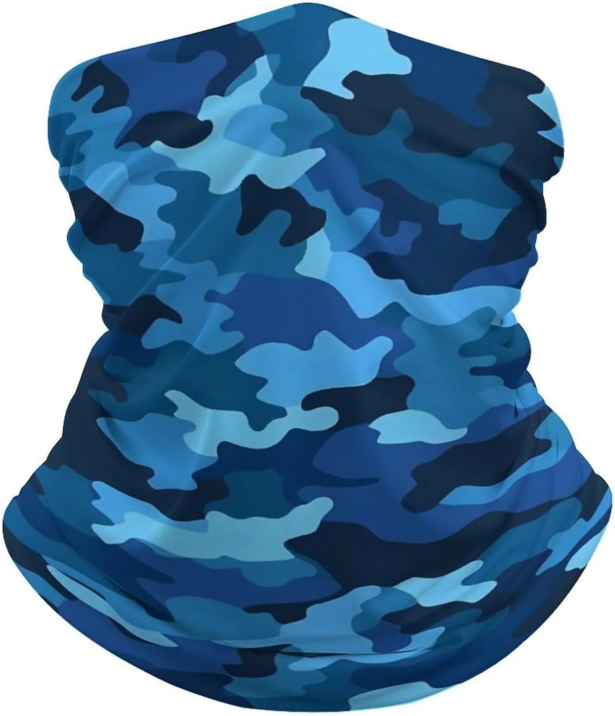 Blue Camo Balaclava UV Protection Face Mask Breathable Neck Gaiter Ski Mask for Men Women Headwear Bandana Elastic Face Scarf