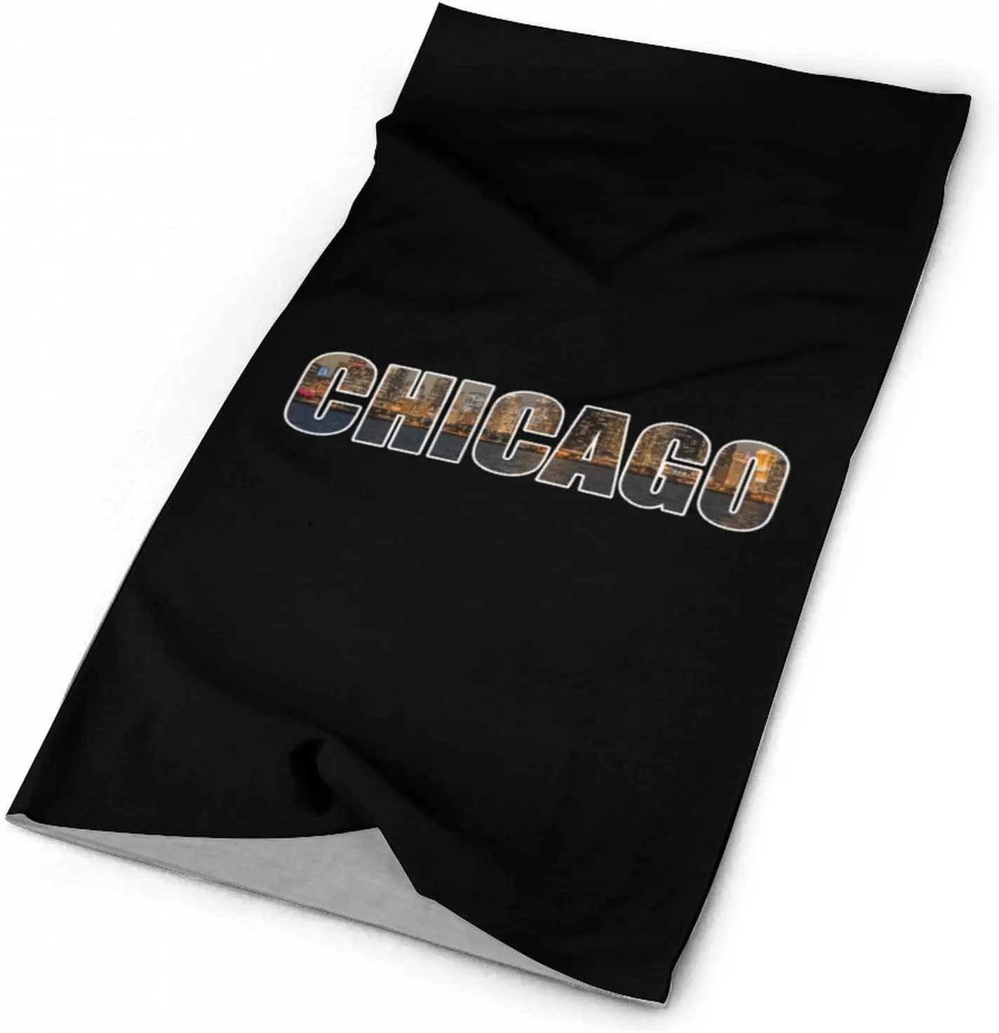 Chicago City Night Scene Bandanas for Men Turban Seamless Neck Gaiter Windproof Face Mask Cover Cold Weather Scarf