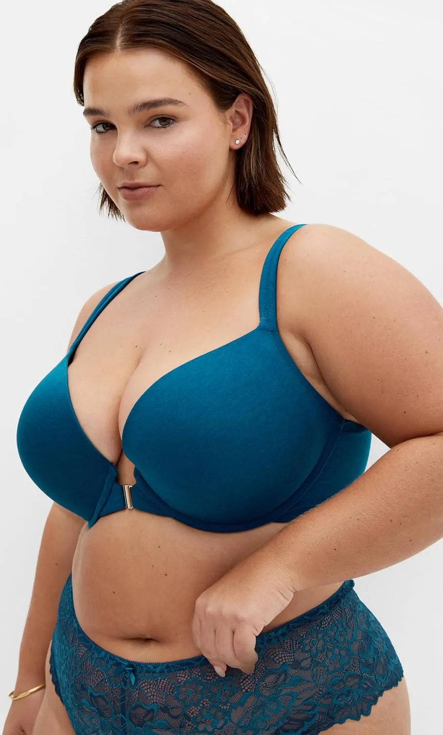 City Chic Women's Plus Size Bra - Smooth & Chic Front Close Cotton Push Up