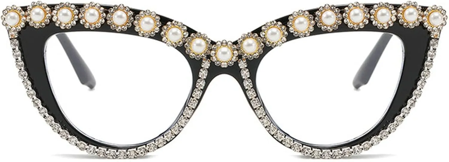 Clear Cat Eye Sunglasses Female Rhinestone Glasses Vintage Funky Crystal Eyewear Bling Diamond Sunglasses for Women and Girls