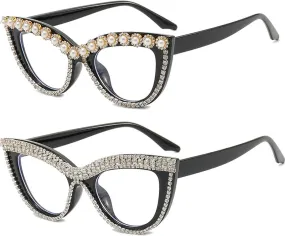 Clear Cat Eye Sunglasses Female Rhinestone Glasses Vintage Funky Crystal Eyewear Bling Diamond Sunglasses for Women and Girls