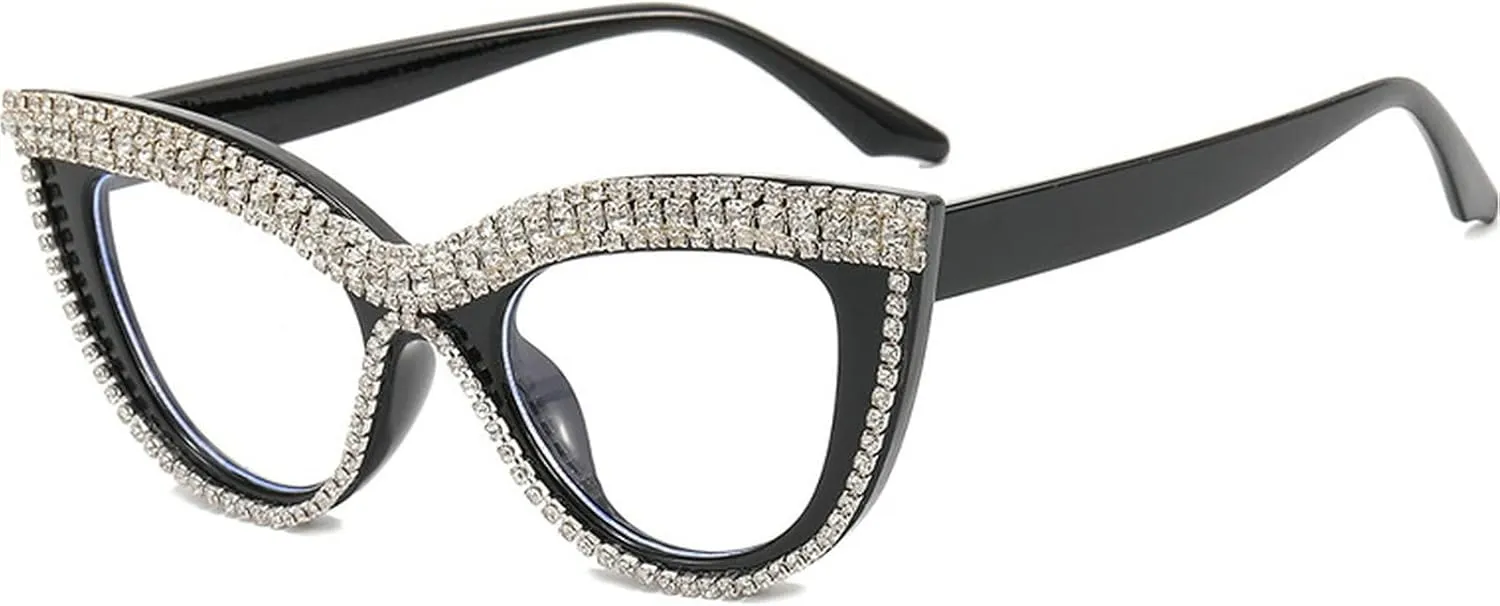 Clear Cat Eye Sunglasses Female Rhinestone Glasses Vintage Funky Crystal Eyewear Bling Diamond Sunglasses for Women and Girls