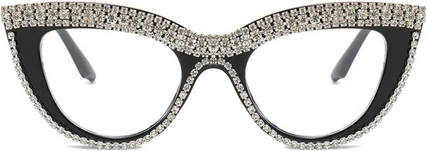 Clear Cat Eye Sunglasses Female Rhinestone Glasses Vintage Funky Crystal Eyewear Bling Diamond Sunglasses for Women and Girls