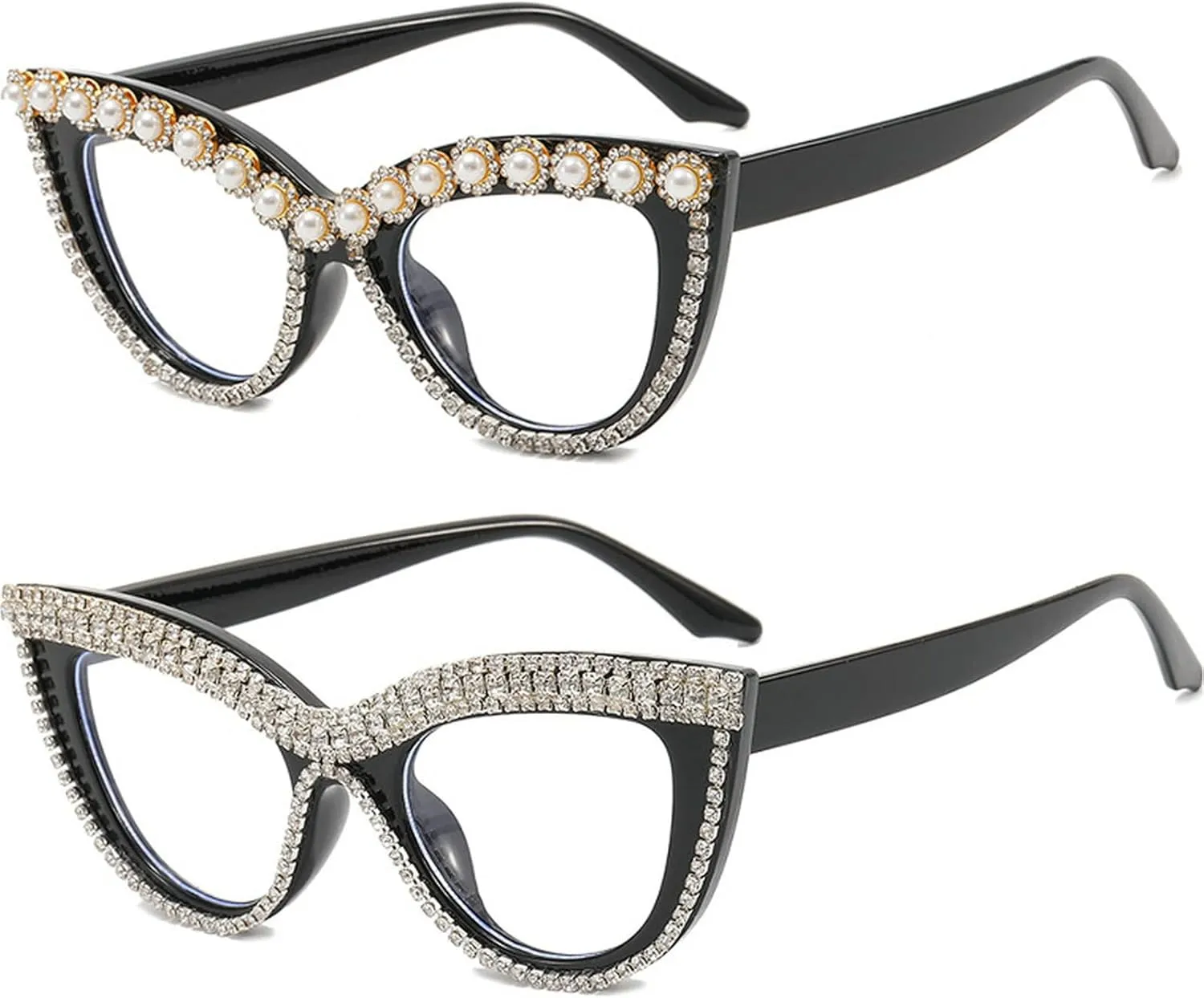 Clear Cat Eye Sunglasses Female Rhinestone Glasses Vintage Funky Crystal Eyewear Bling Diamond Sunglasses for Women and Girls