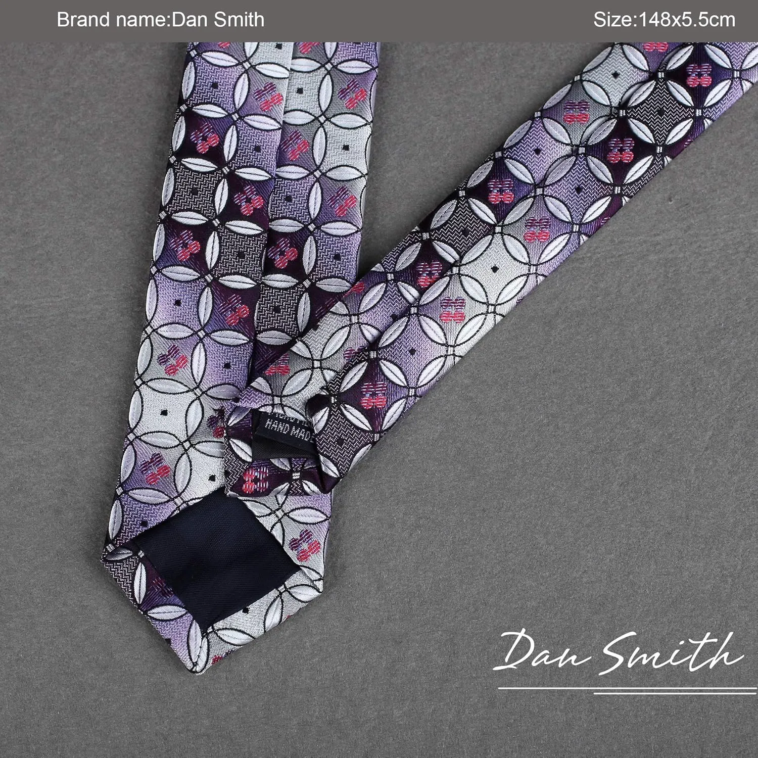 Dan Smith Blue Green Silky Microfiber Fabric Men Slim Neckties 2.15 Inch Slim Neck Tie Purple