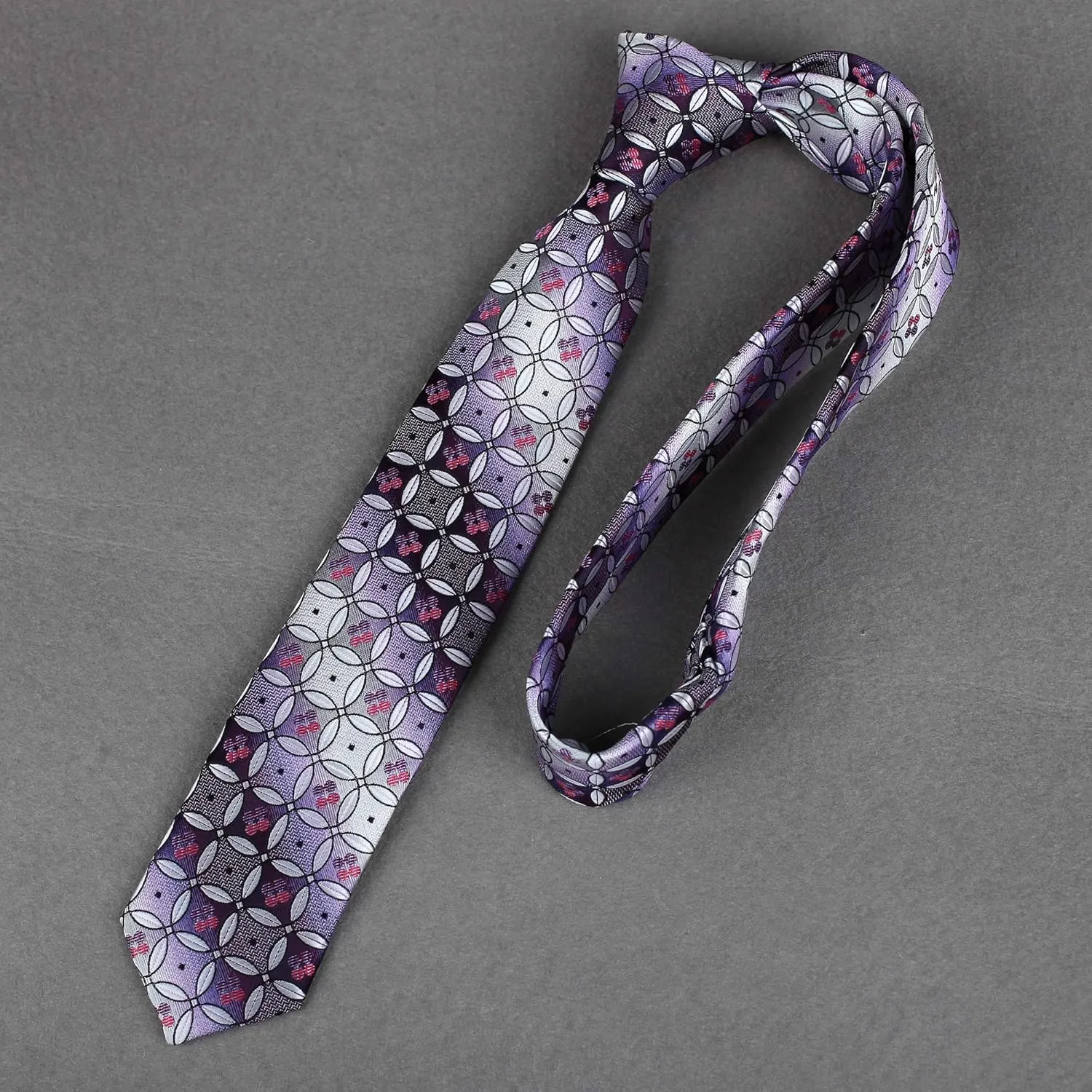 Dan Smith Blue Green Silky Microfiber Fabric Men Slim Neckties 2.15 Inch Slim Neck Tie Purple