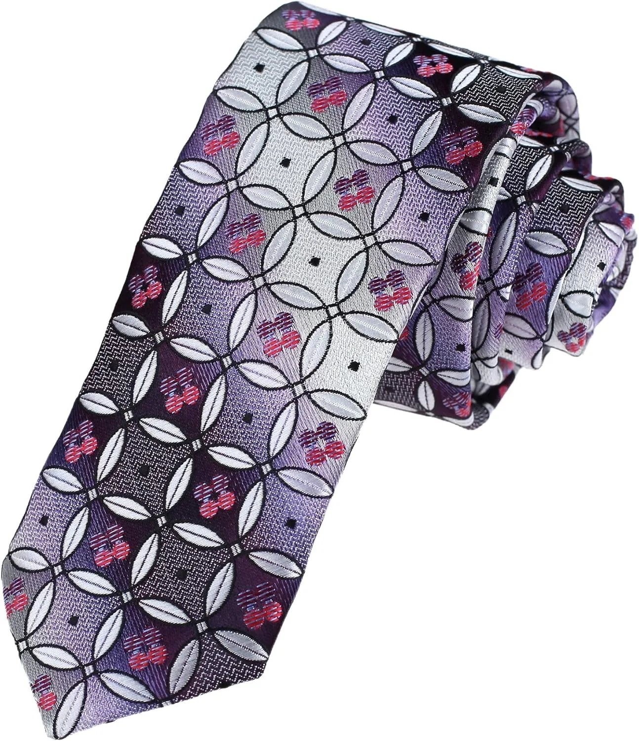 Dan Smith Blue Green Silky Microfiber Fabric Men Slim Neckties 2.15 Inch Slim Neck Tie Purple