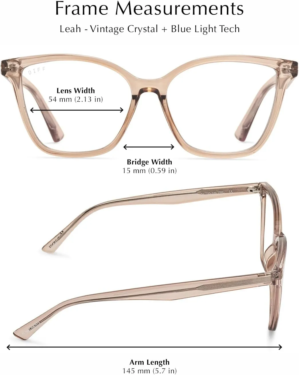 DIFF Reading glasses Leah blue light blocking, Lightweight Oversized Readers for Women