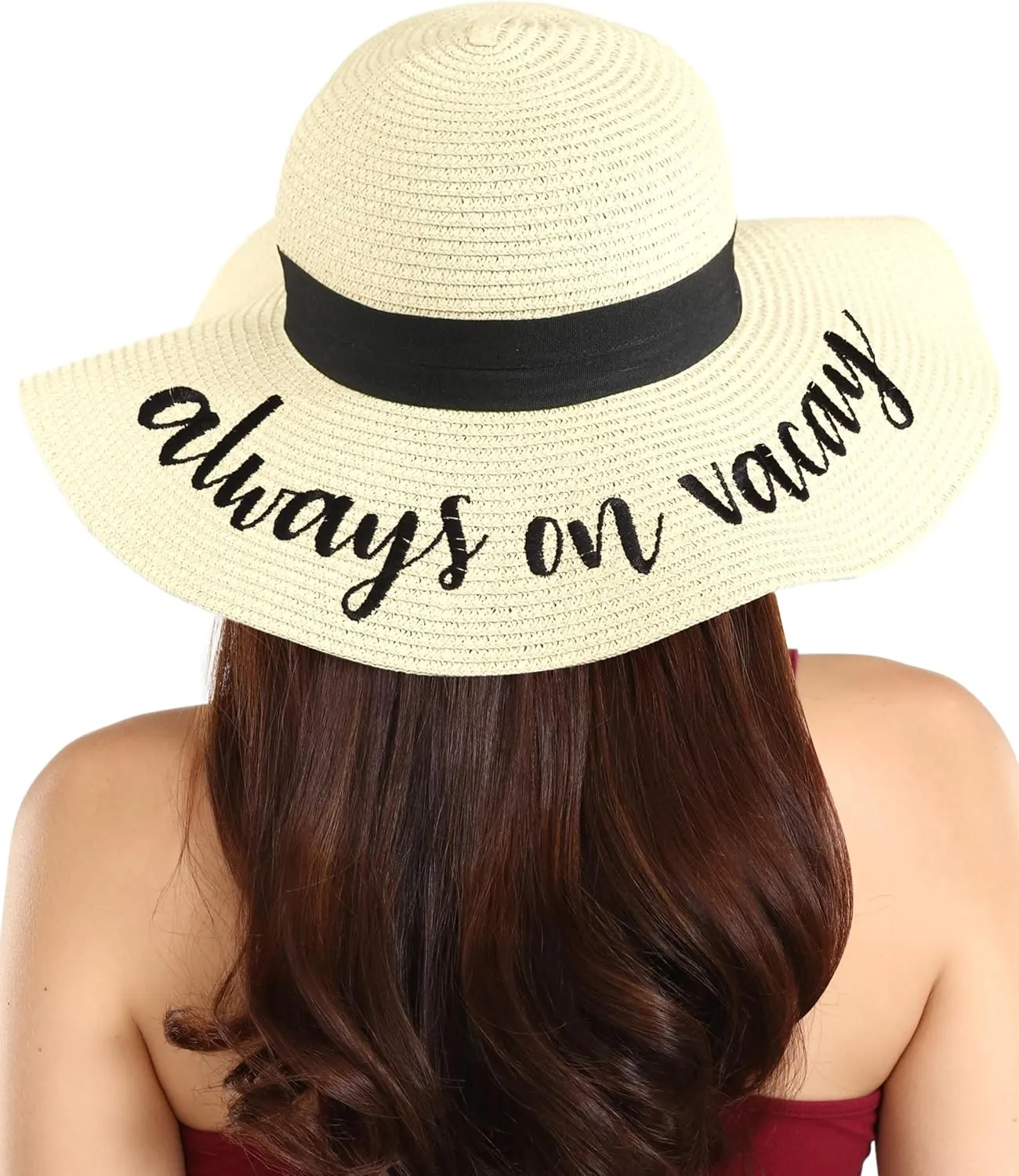 Foldable Beach Hats for Women-Floppy Sun Hats for Women,Roll up Straw Hats for Women,Summer Vacation Hats&Beach Wide Brim Hat