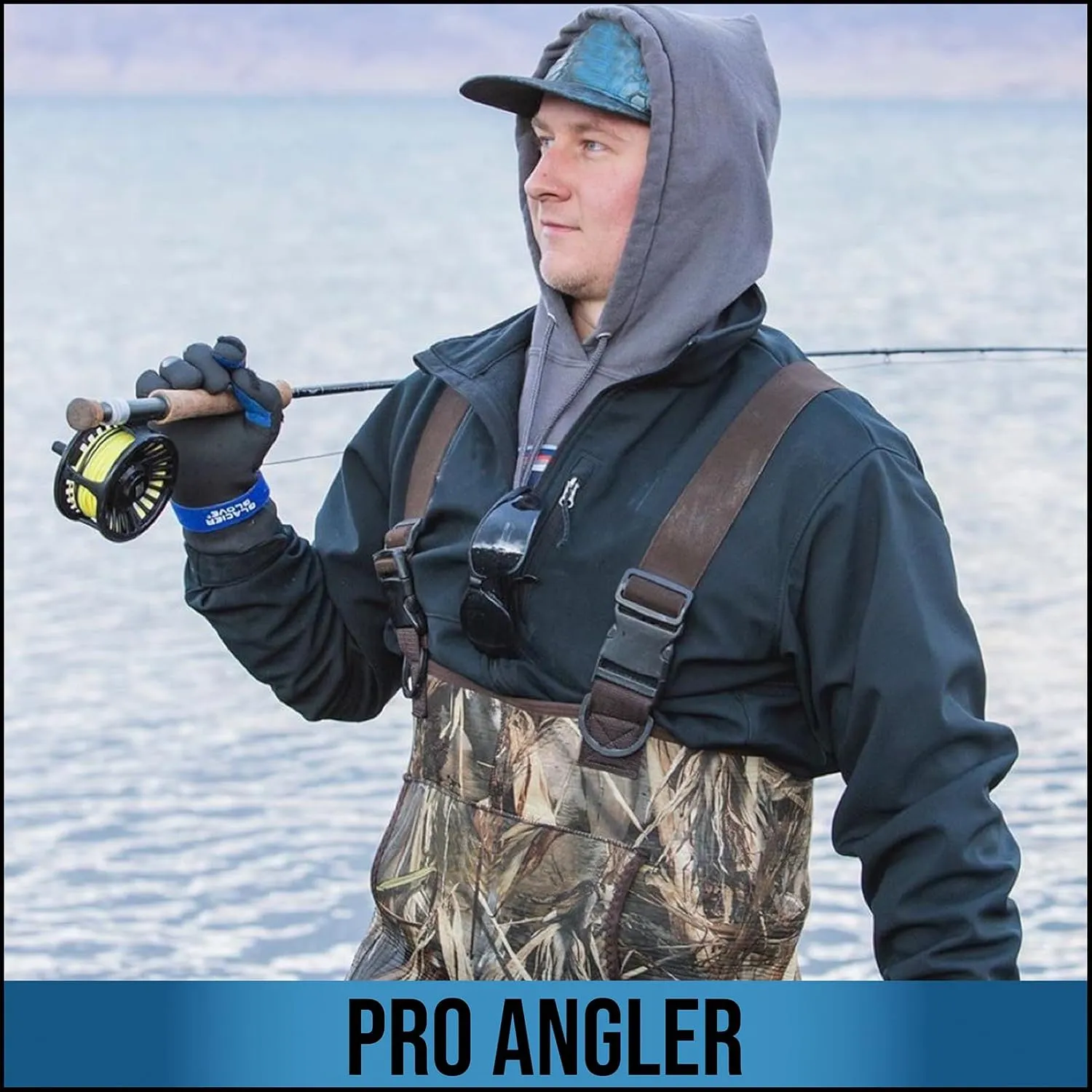 Glacier Glove Unisex Pro Angler Waterproof Flexible Fleece Lined Resistant Neoprene Touchscreen Slit Finger Winter Fishing Hunting Outdoor Protective Glove