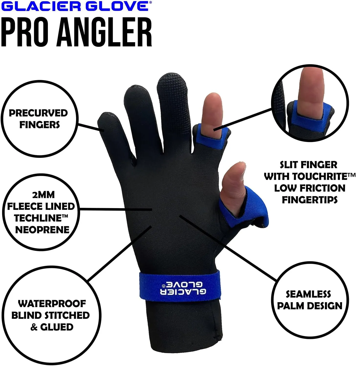 Glacier Glove Unisex Pro Angler Waterproof Flexible Fleece Lined Resistant Neoprene Touchscreen Slit Finger Winter Fishing Hunting Outdoor Protective Glove