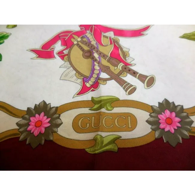 Gucci Multi Colored Floral Print Extra Large Silk Scarf
