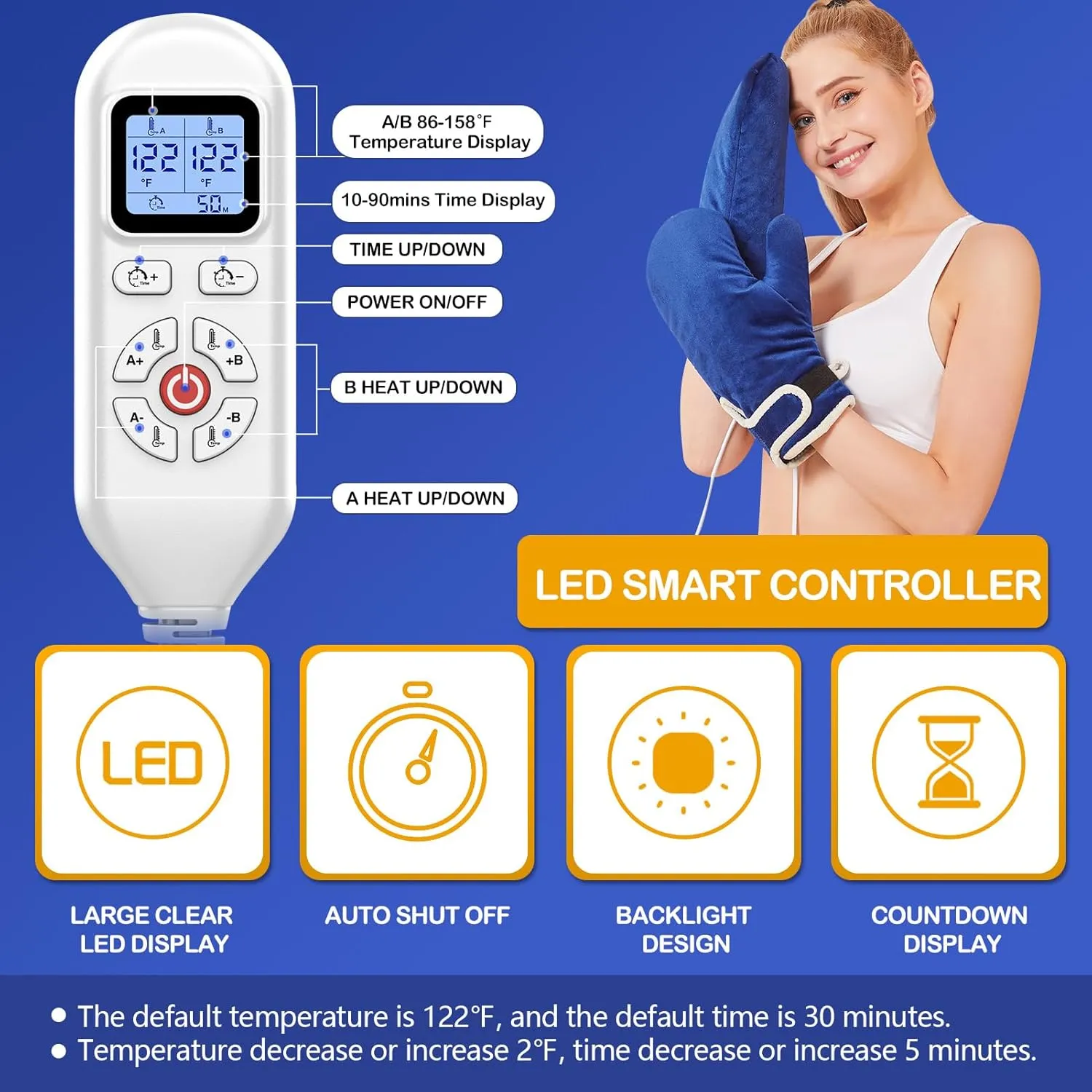 Heated Gloves for Hand Pain Relief, 2 Pack Electric Wrist/Fingers/Whole Hand Heating Pad, 86-158℉ & Auto Shut Off Heated Mittens, Ideal for Arthritis Pain Relief & Carpal Tunnel Relief
