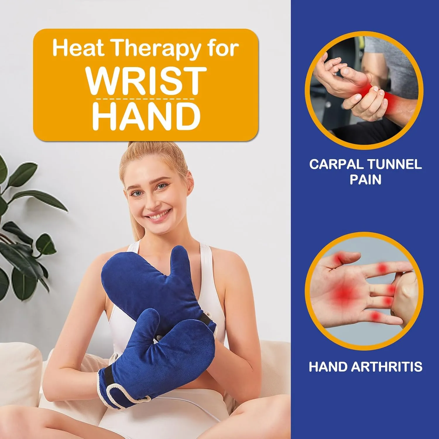 Heated Gloves for Hand Pain Relief, 2 Pack Electric Wrist/Fingers/Whole Hand Heating Pad, 86-158℉ & Auto Shut Off Heated Mittens, Ideal for Arthritis Pain Relief & Carpal Tunnel Relief