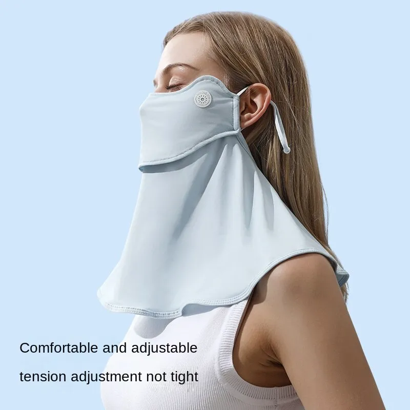 Ice Silk Sun Mask Open Breathable Hem Summer Ice Silk for Outdoor Cycling