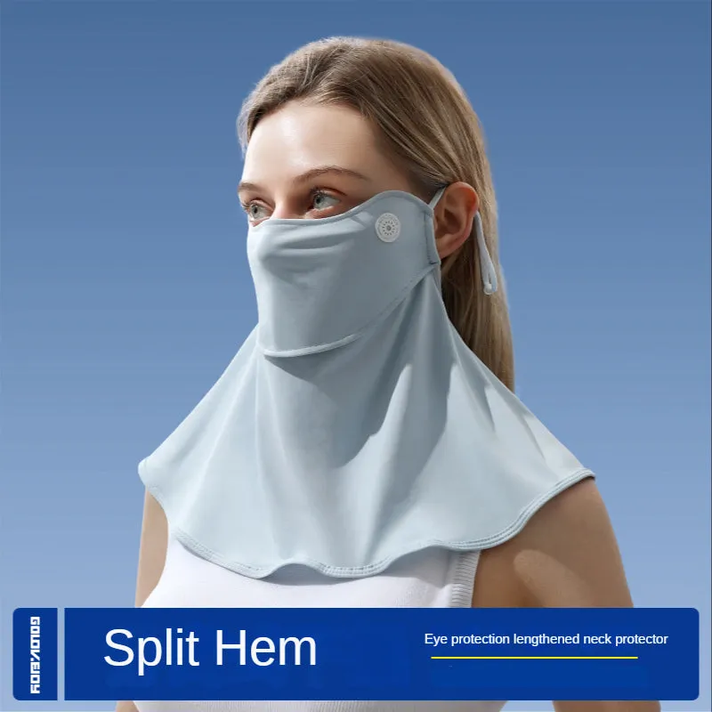 Ice Silk Sun Mask Open Breathable Hem Summer Ice Silk for Outdoor Cycling