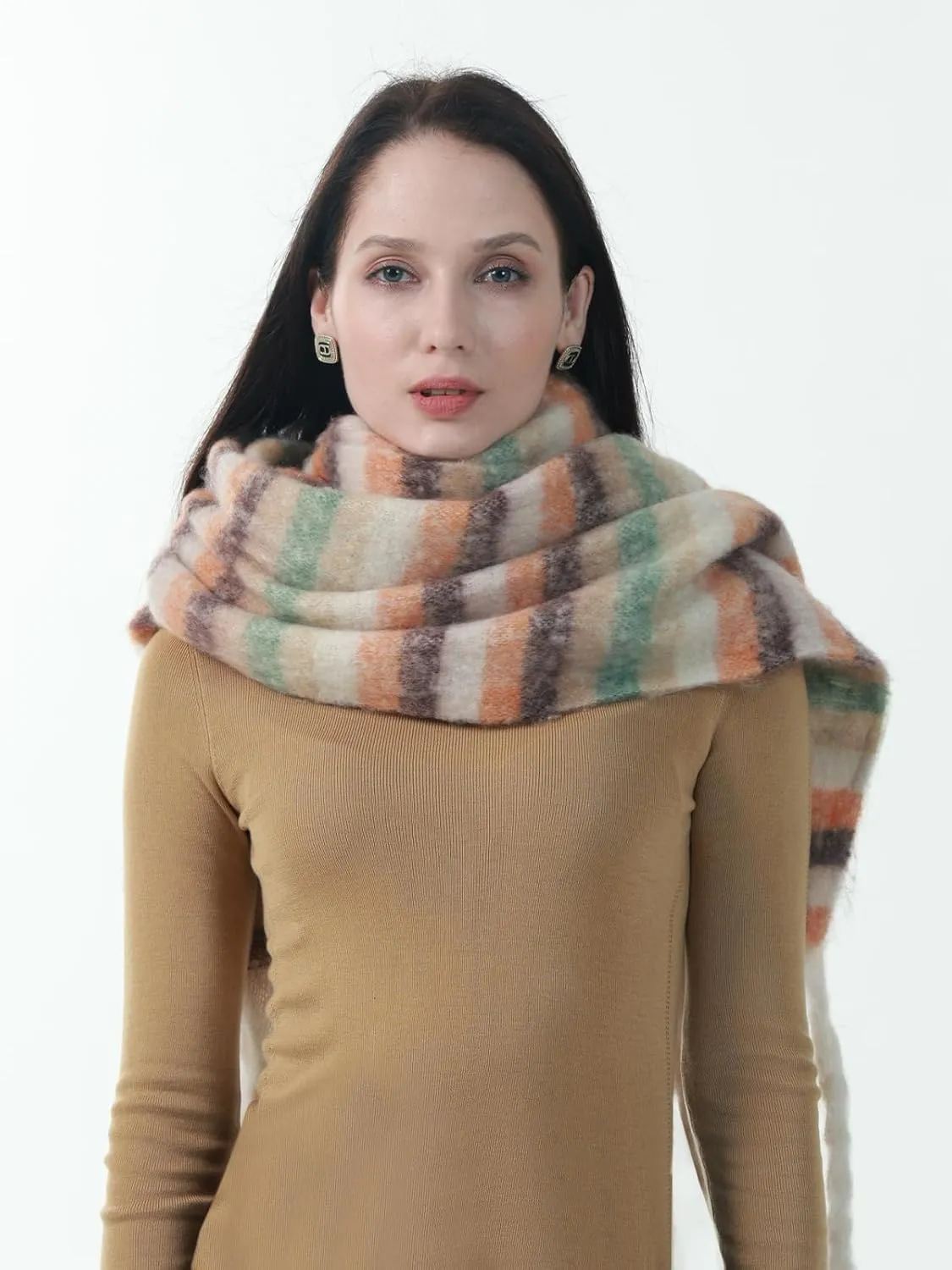 kaliya Womens Chunky Oversized Plaid Winter Scarf for Women,Women's Fashion Colorful Christmas Blanket Scarf Ladies Scarves