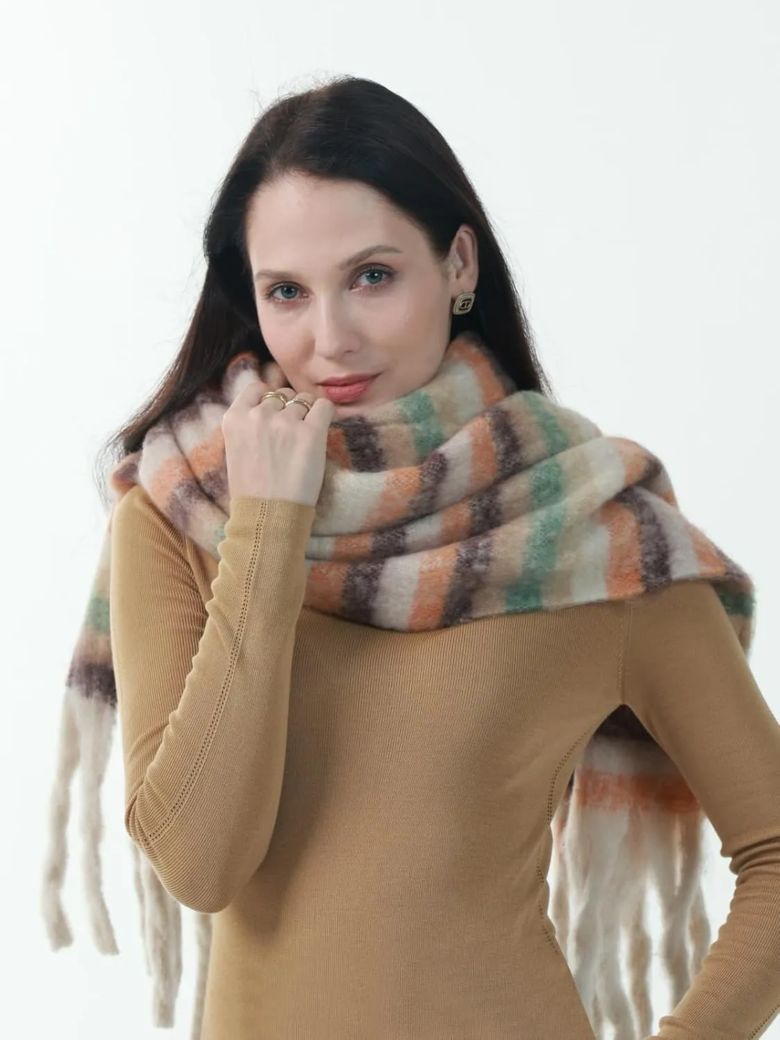 kaliya Womens Chunky Oversized Plaid Winter Scarf for Women,Women's Fashion Colorful Christmas Blanket Scarf Ladies Scarves