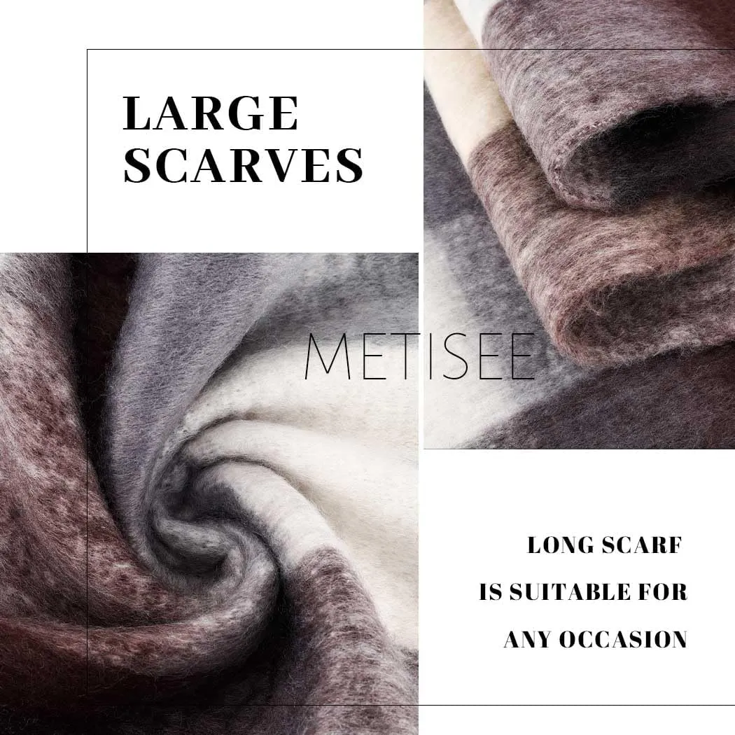 Large Soft Scarf Winter Long Pashmina Tassels Plaid Scarfs Knit Warm Shawl Scarves Neckerchief Scarf for Women