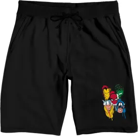 Marvel Superheroes Masks Men's Black Sleep Pajama Shorts-Medium
