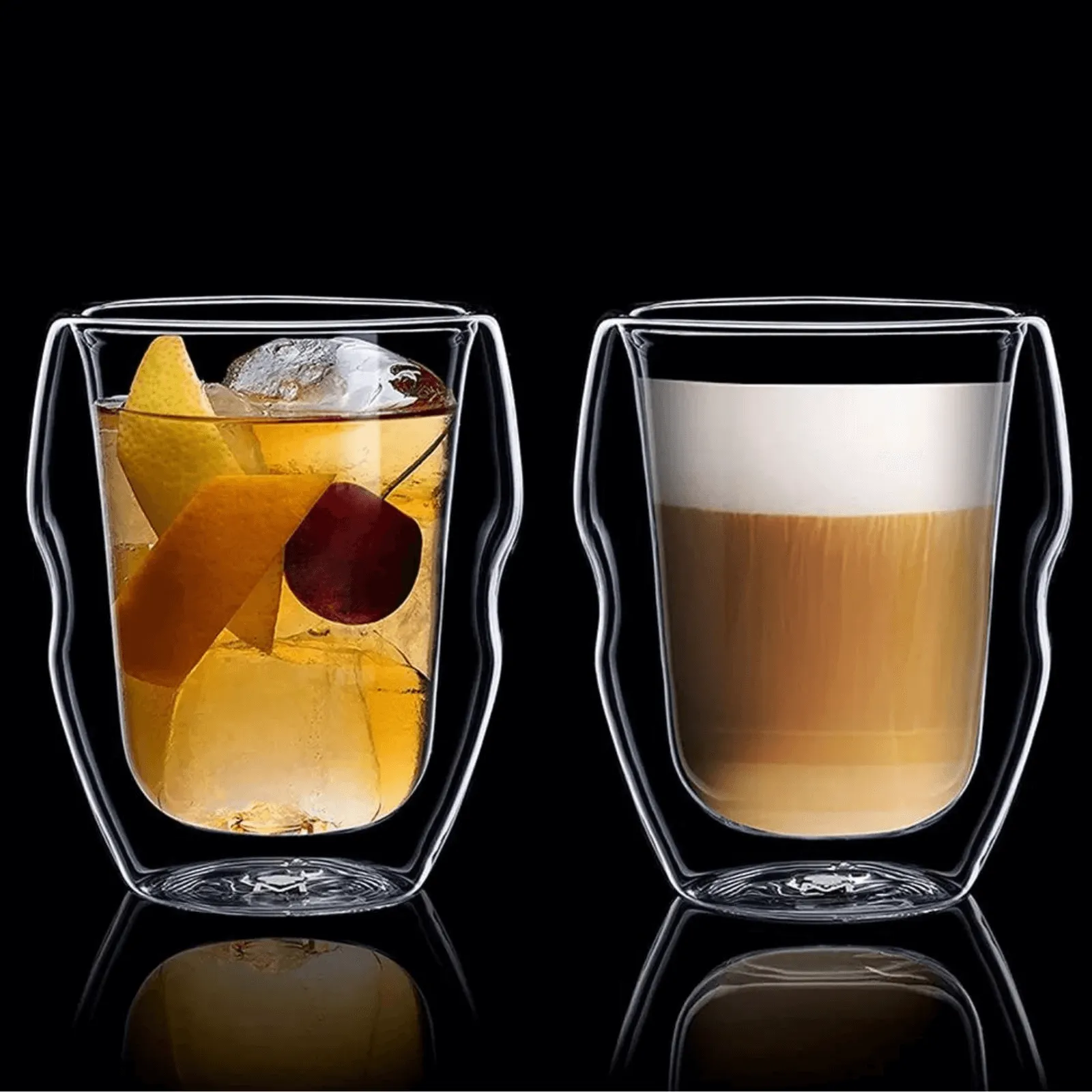 MasterPro Set of 2 Double Wall Borosilicate Rock Glass 380ml