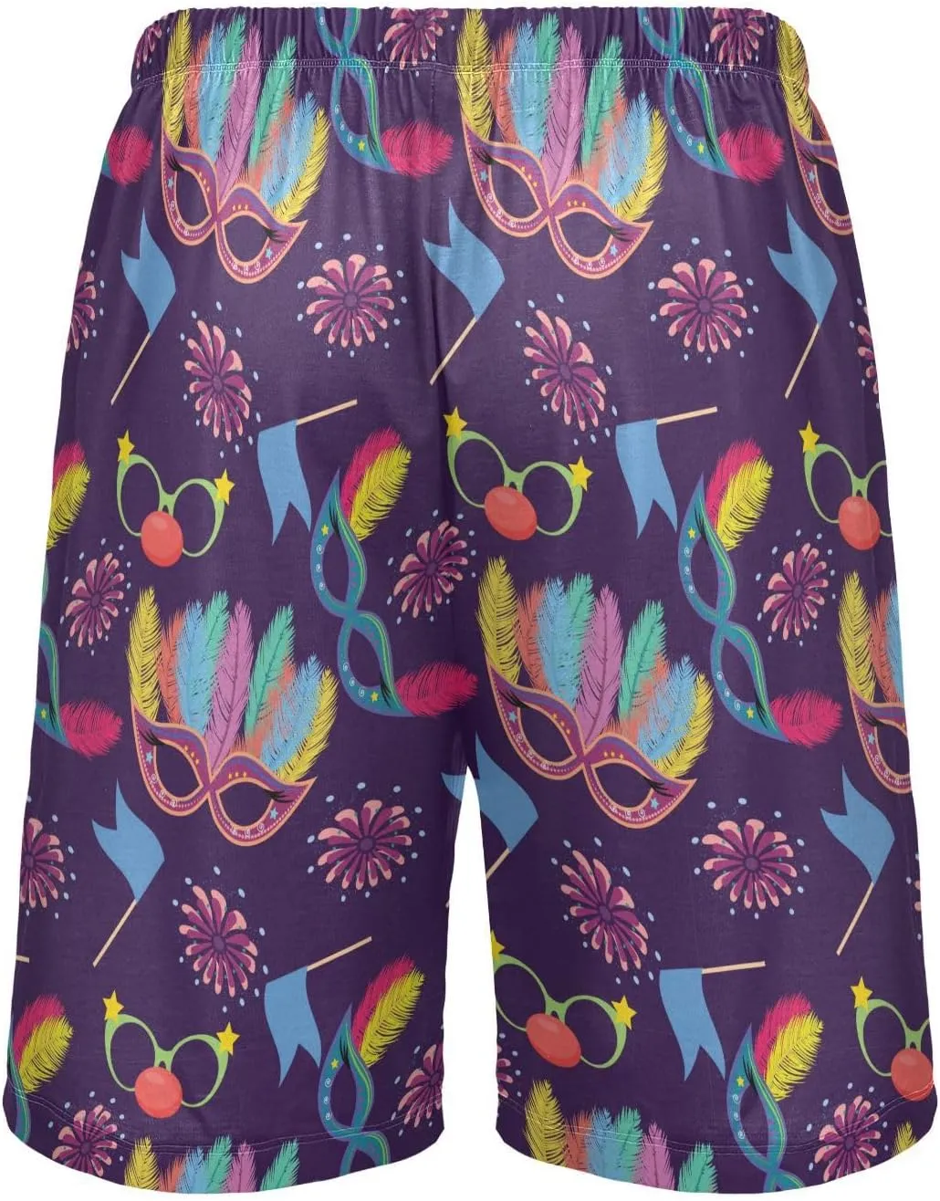 Mens Pajama Shorts Masks Fireworks Sleep Shorts Men Pajama Bottoms With Pockets Drawstring Lounge S