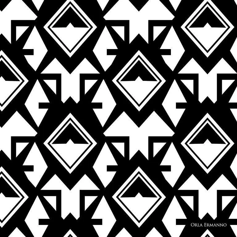 Orla Ermanno Black/white geometric  OE224-1 90cm