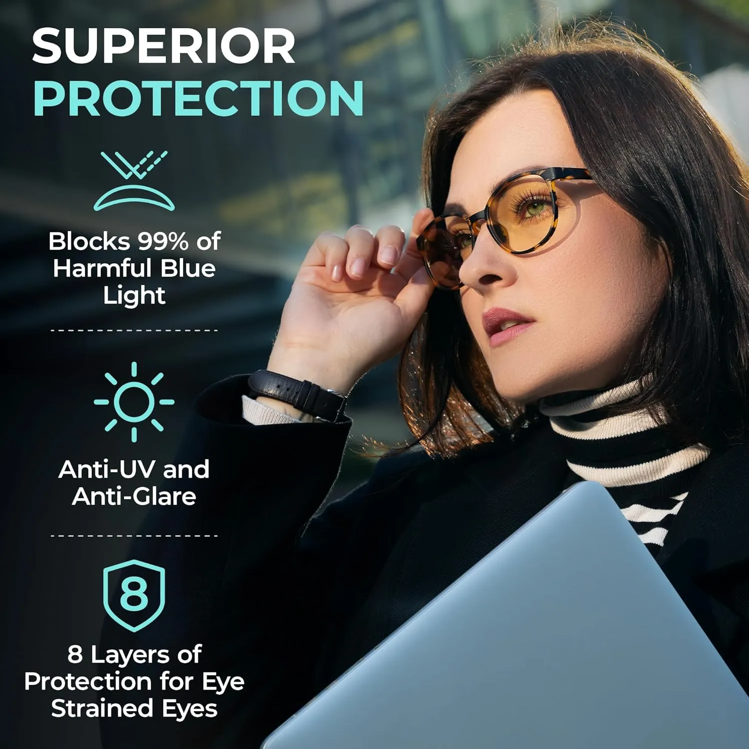 Prospek Blue Light Glasses for Woman and Men – Superior 99% Blue Light Blocking Computer Glasses, Oversized, ARTIST, Anti-Glare Bluelight Reading Glasses, Regular, No Magnification