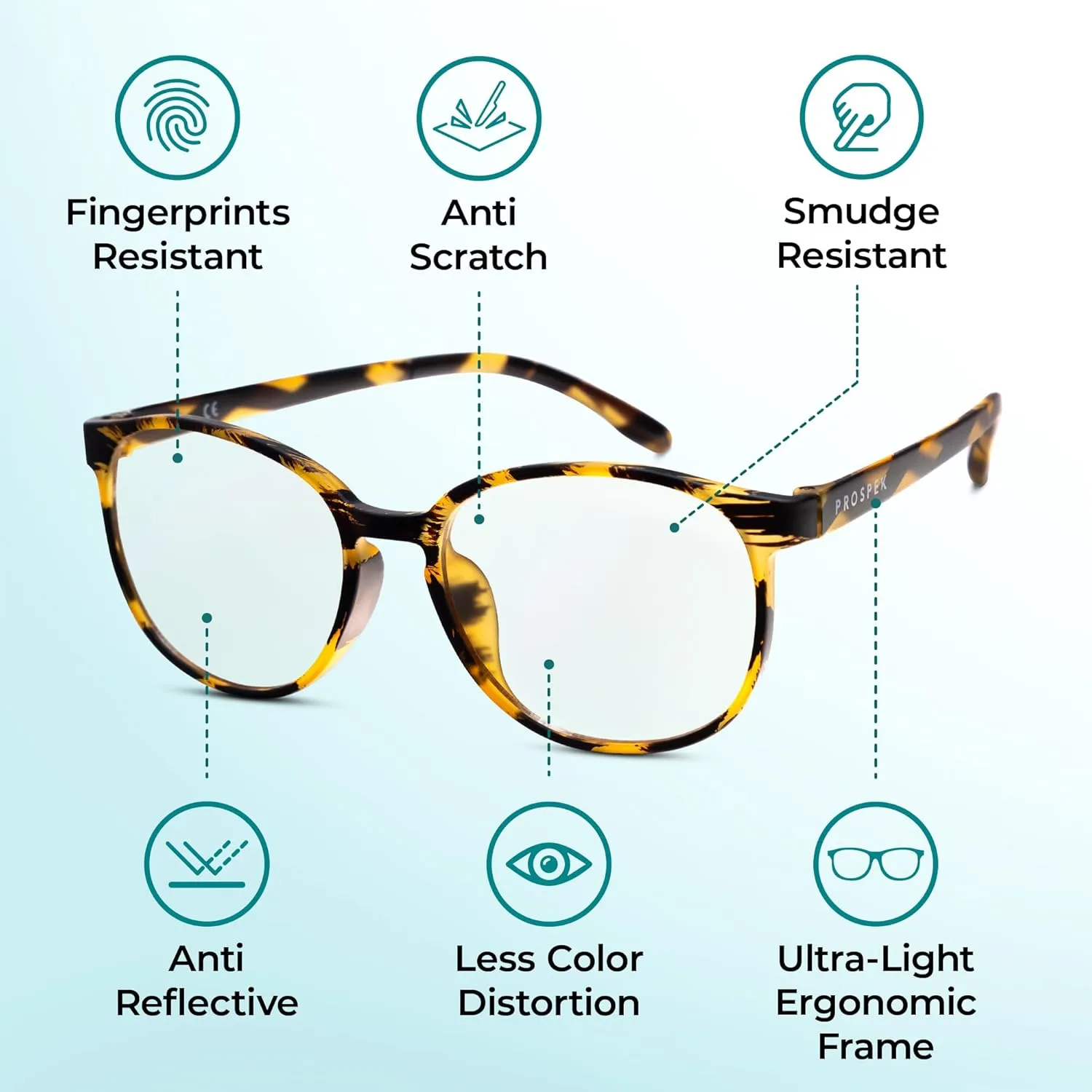 Prospek Blue Light Glasses for Woman and Men – Superior 99% Blue Light Blocking Computer Glasses, Oversized, ARTIST, Anti-Glare Bluelight Reading Glasses, Regular, No Magnification