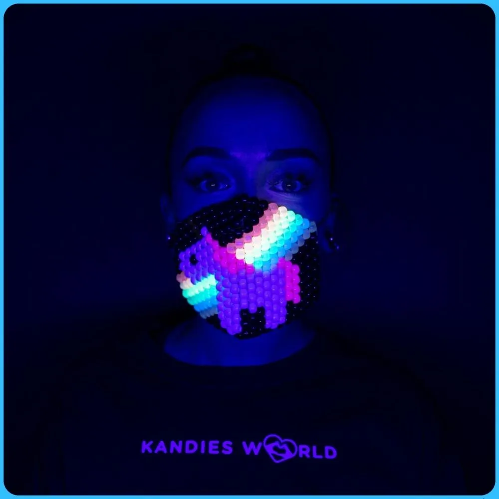 Rainbow Unicorn Glow-In-The-Dark Surgical Kandi Mask