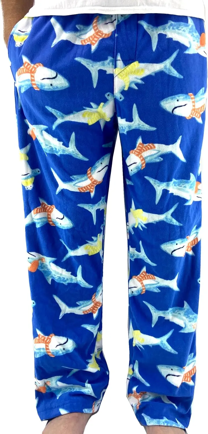 ROCK ATOLL Men's Soft Warm Fleece Animal Novelty Print Pajama Bottom Pants
