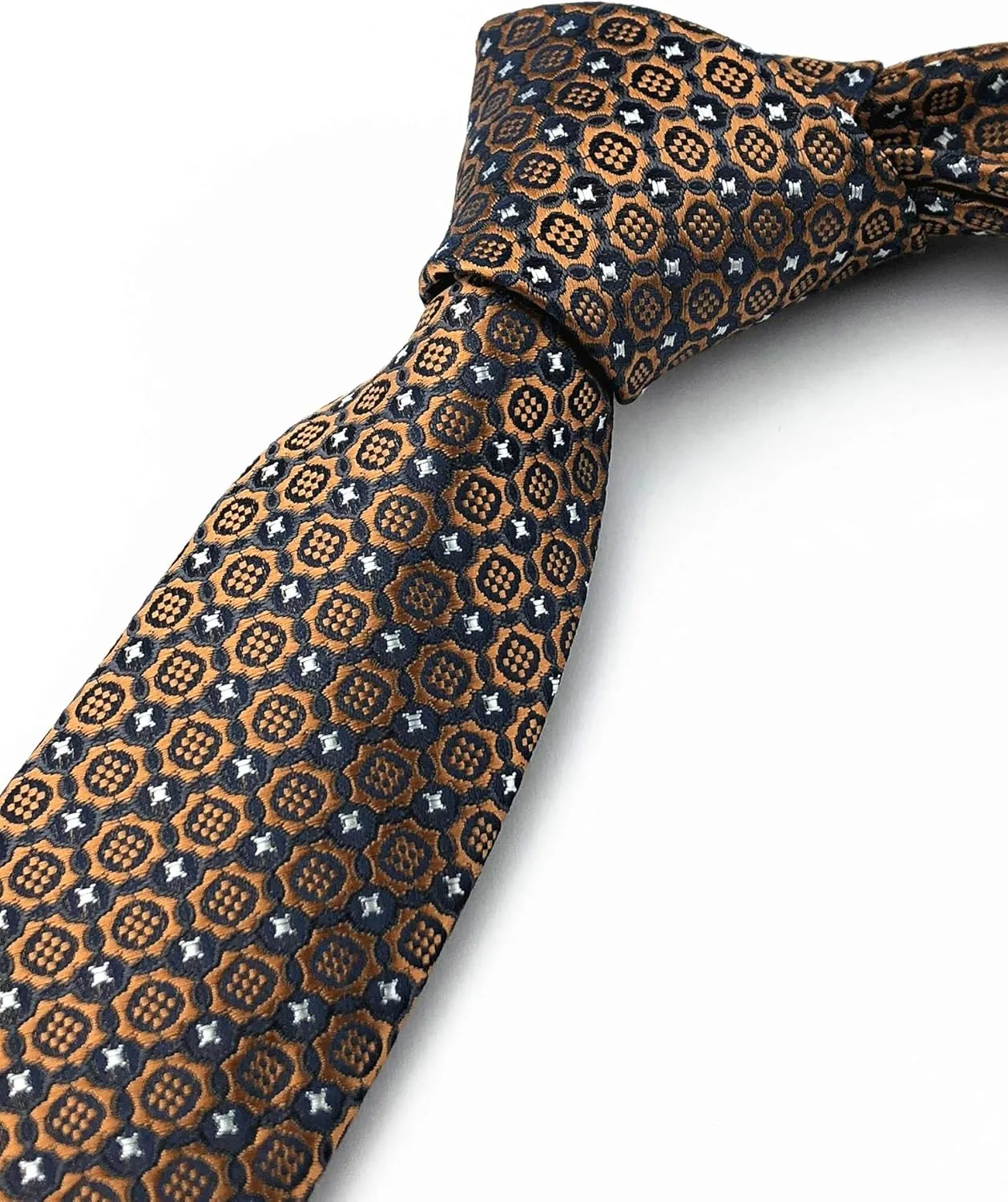 Slim Silk Necktie for Men Woven Jacquard Patterned Business Wedding Skinny Ties