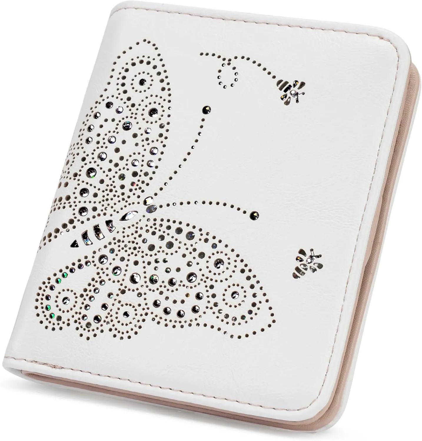 Small RFID Wallet Women Ultra Thin Slim Womens Wallet Mini Compact Bifold Pocket Ladies Wallets for Women WHITE