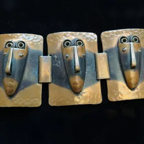 SOLD Vintage Rebajes Tribal Mask Copper Modernist Bracelet