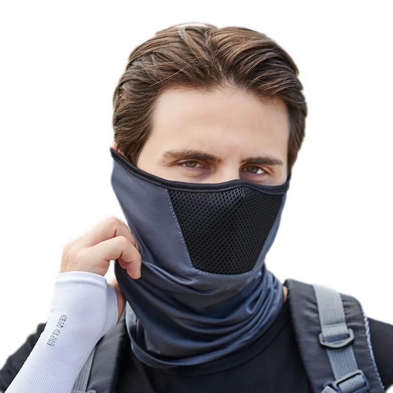 Sun Mask Hood Summer Ice Silk Face Mask for Outdoor Cycling