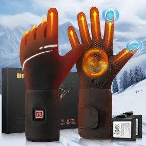 Thin Heated Gloves for Men & Women - 7.4V Rechargeable Gloves with 3200mAh*2 Battery, Touchscreen Compatible, Ideal for Typing, Driving, Skiing, Cycling & Hiking