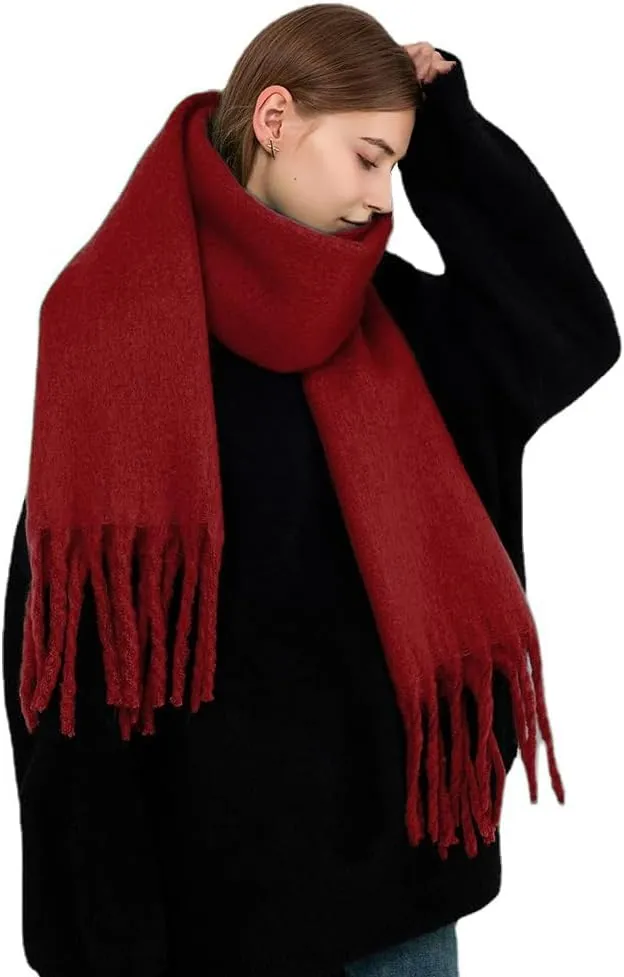 Women Cashmere Feel Scarf, Soft Warm Winter Scarf for Cold Weather, Christmas Blanket Scarves Pashmina Shawl Wrap