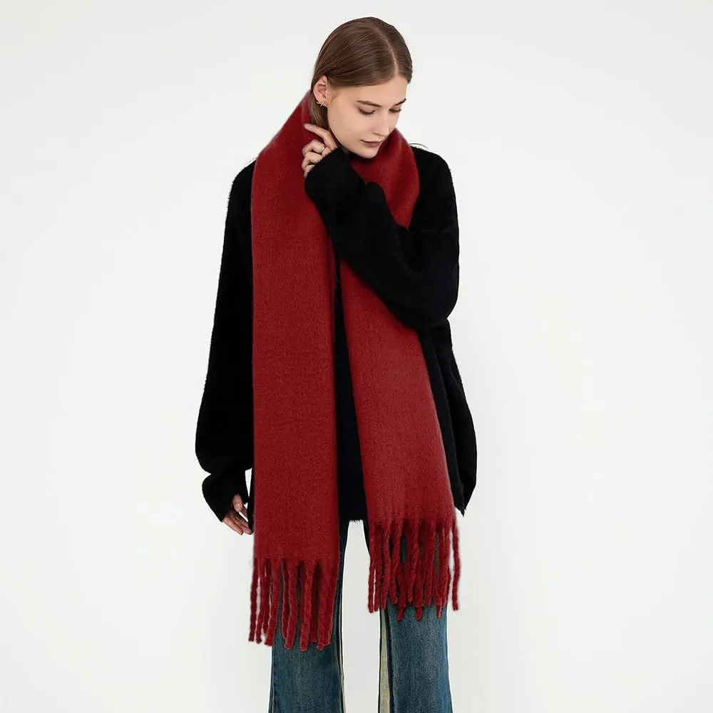Women Cashmere Feel Scarf, Soft Warm Winter Scarf for Cold Weather, Christmas Blanket Scarves Pashmina Shawl Wrap