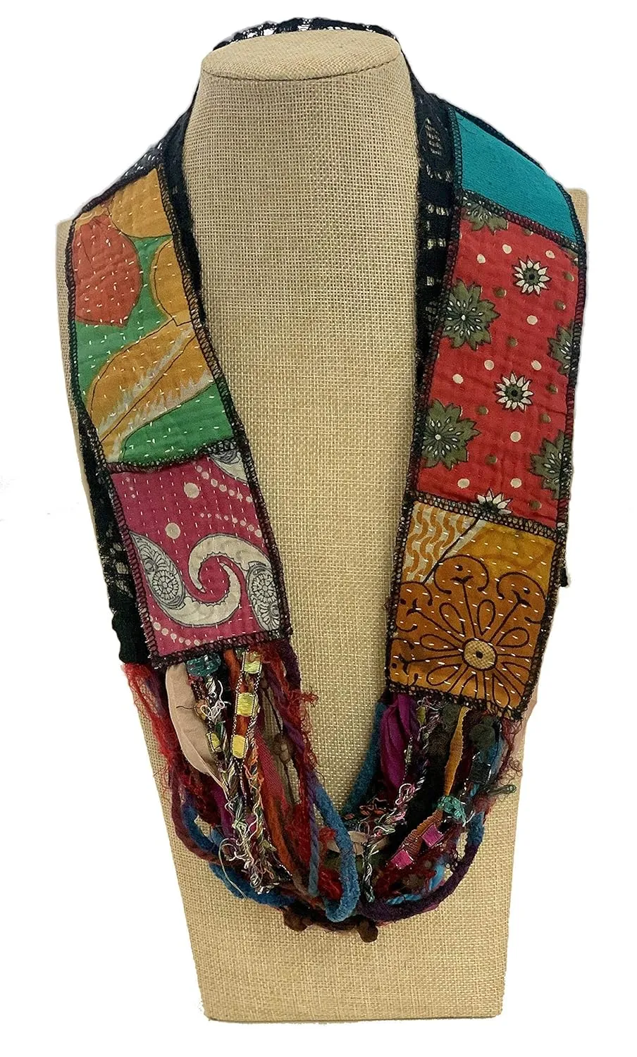 Women’s Colorful Reversible Multi Strand Recycled Sari Fabric and Yarn Infinity Scarf – LRW DESIGNS