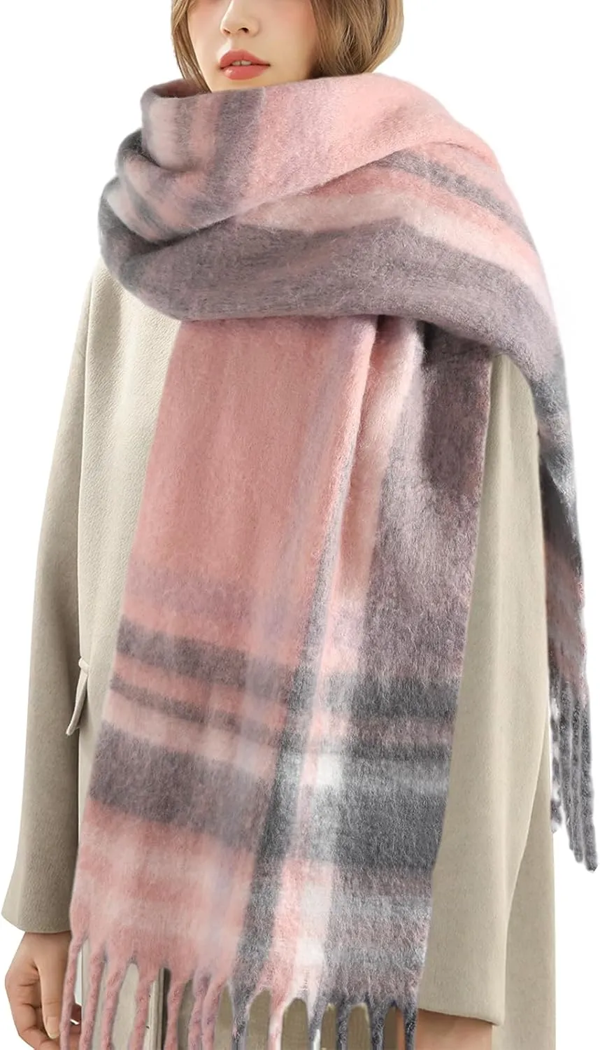 Women's Fall Winter Scarf Scarves for Women Gifts Plaid Blanket Scarf Soft Chunky Large Blanket