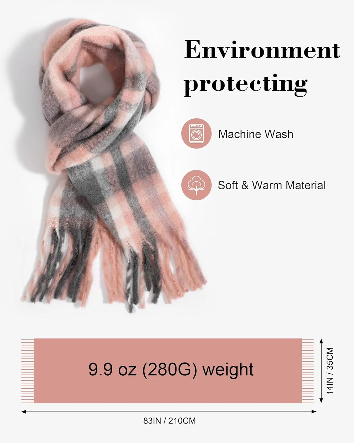 Women's Fall Winter Scarf Scarves for Women Gifts Plaid Blanket Scarf Soft Chunky Large Blanket