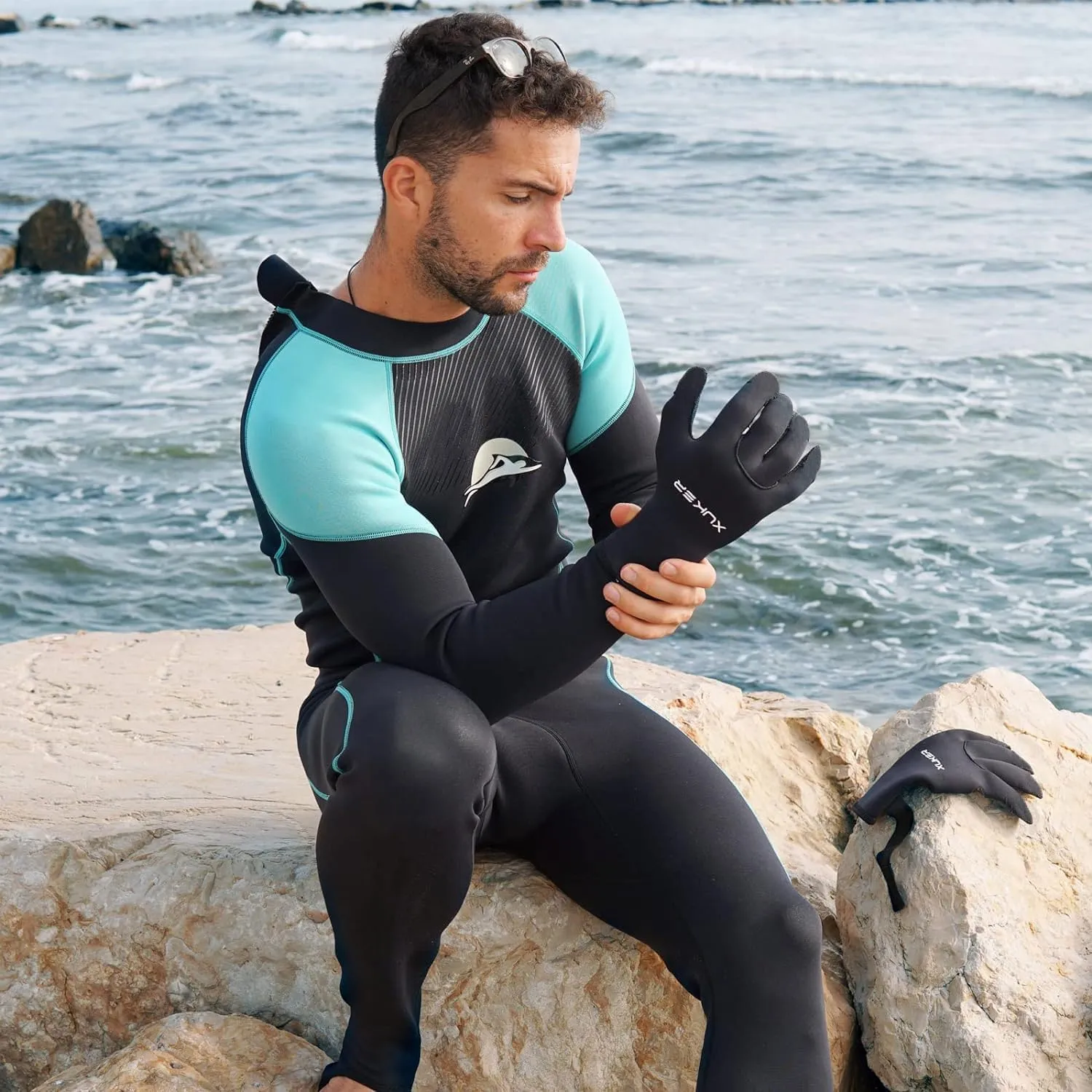 XUKER Water Gloves, 3mm & 5mm Neoprene Five Finger Warm Wetsuit Winter Gloves for Scuba Diving Snorkeling Surfing
