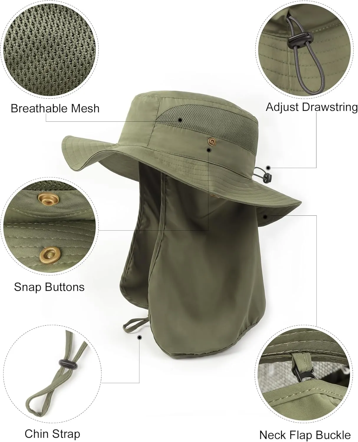 Zylioo XXL Oversize UV Fishing Sun Hat for Big Heads,XL Quick Dry Boonie Hats,Large Cooling Safari Hats with Strap