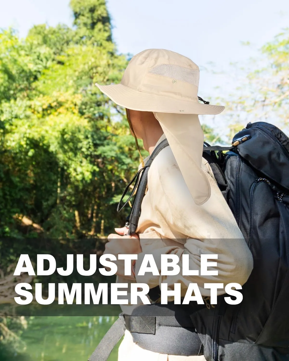 Zylioo XXL Oversize UV Fishing Sun Hat for Big Heads,XL Quick Dry Boonie Hats,Large Cooling Safari Hats with Strap